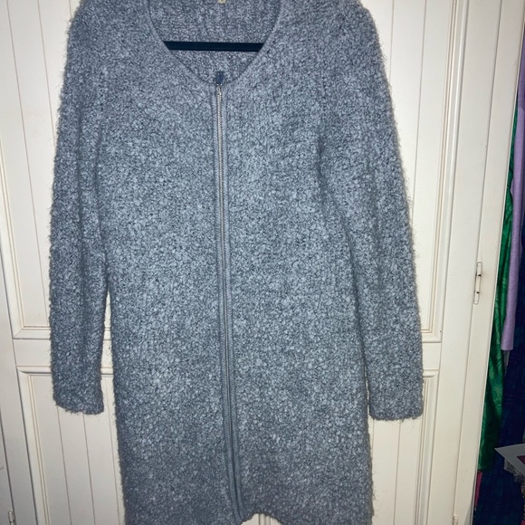 Silvia Novelli Grey Mohair Wool Blend Boucle Longline Full Zip Cardigan - Picture 10 of 14